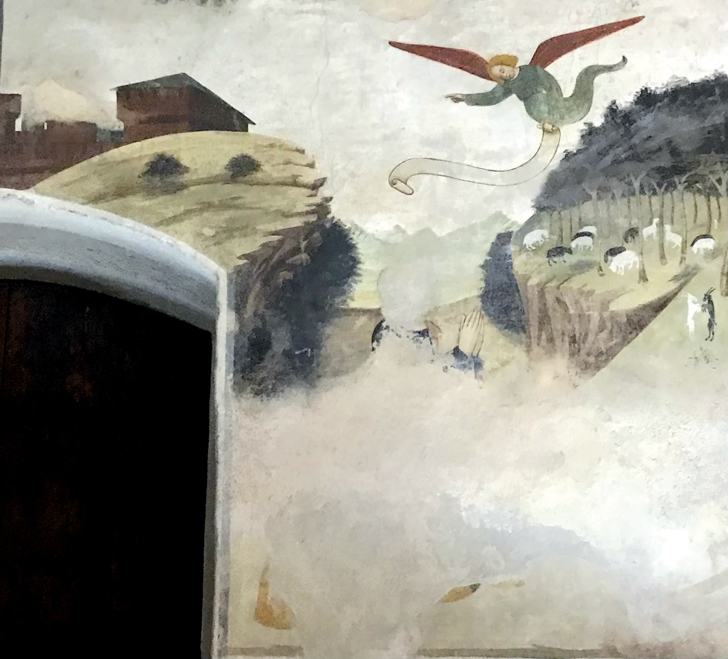 2 - San Gioacchino e l’Angelo; Affresco; Pittore ignoto; XV secolo; Santuario di Madonna dei Boschi; Boves.
