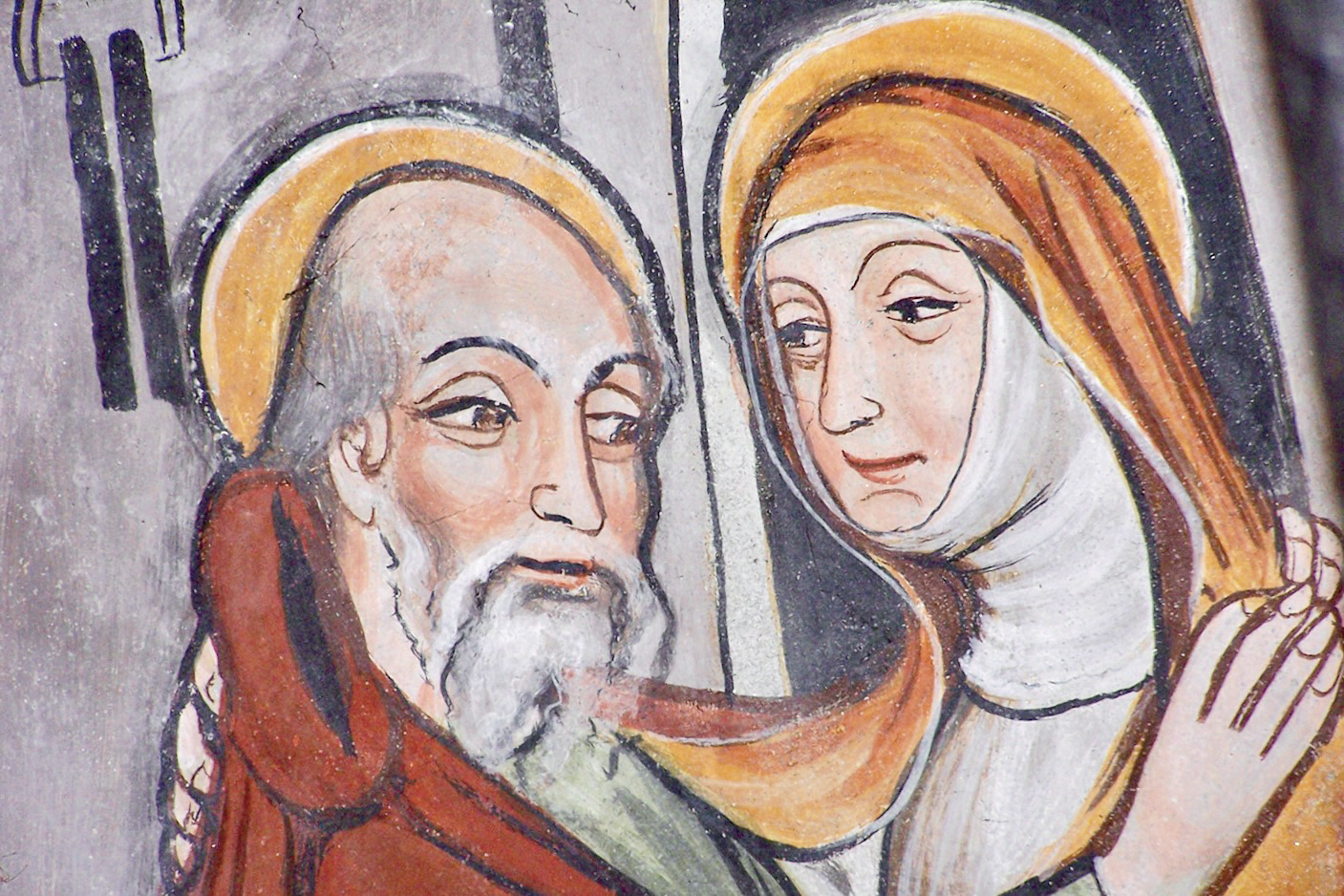 4 - L’incontro tra Gioacchino e Anna; Affresco (Particolare); Giovanni Mazzucco; Fine XV secolo; Santuario della