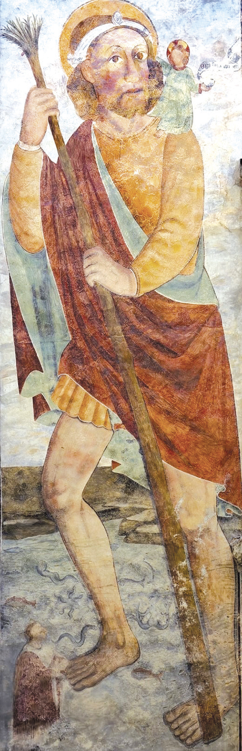 4 - San Cristoforo; Affresco; Seconda metà XV Ignoto; Parrocchiale di Santa Margherita; Casteldelfino.
