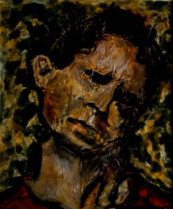 Marco Cuttica - Caduta vertiginosa - tempera materica e vernice douglas su tela - cm. 60x50 - 2015