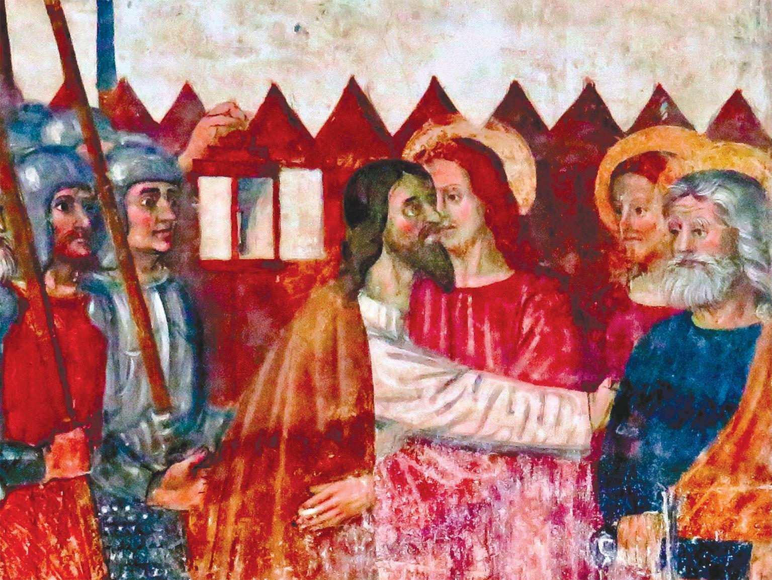 3 - Il bacio di Giuda; Affresco; Ignoto; Seconda metà XV secolo; Confraternita di san Francesco; Santa vittoria d’Alba.