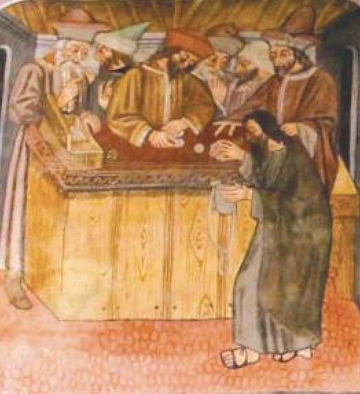 1 - Il tradimento di Giuda; Affresco; Ignoto; XV secolo; Chiesa di san Fiorenzo; Bastia Mondovì.