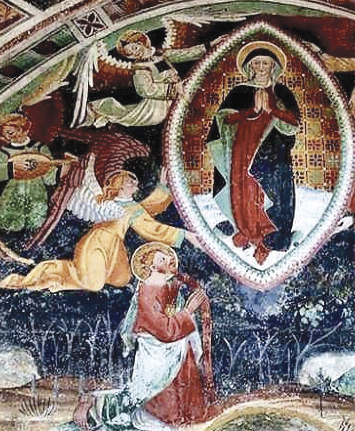 4 - San Tommaso, affresco (particolare); seconda metà del XV secolo; Giovanni Baleison - Notre Dame Des Fontaines a La Brigue.