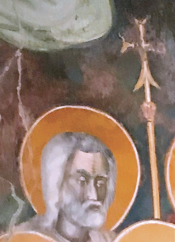 4 - San Filippo; Affresco (particolare); Prima metà del XV secolo; Autore ignoto; Chiesa di San Peyre; Stroppo.