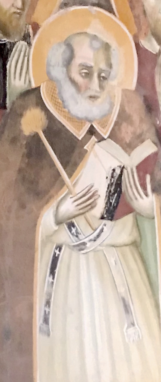 3 - San Giacomo minore; Affresco (particolare); Fine XIV secolo; Autore ignoto; Chiesa di san Peyre; Stroppo.