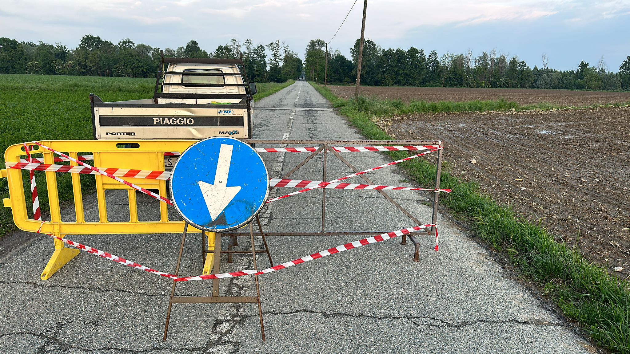 Chiusura strada Collarelle a Levaldigi