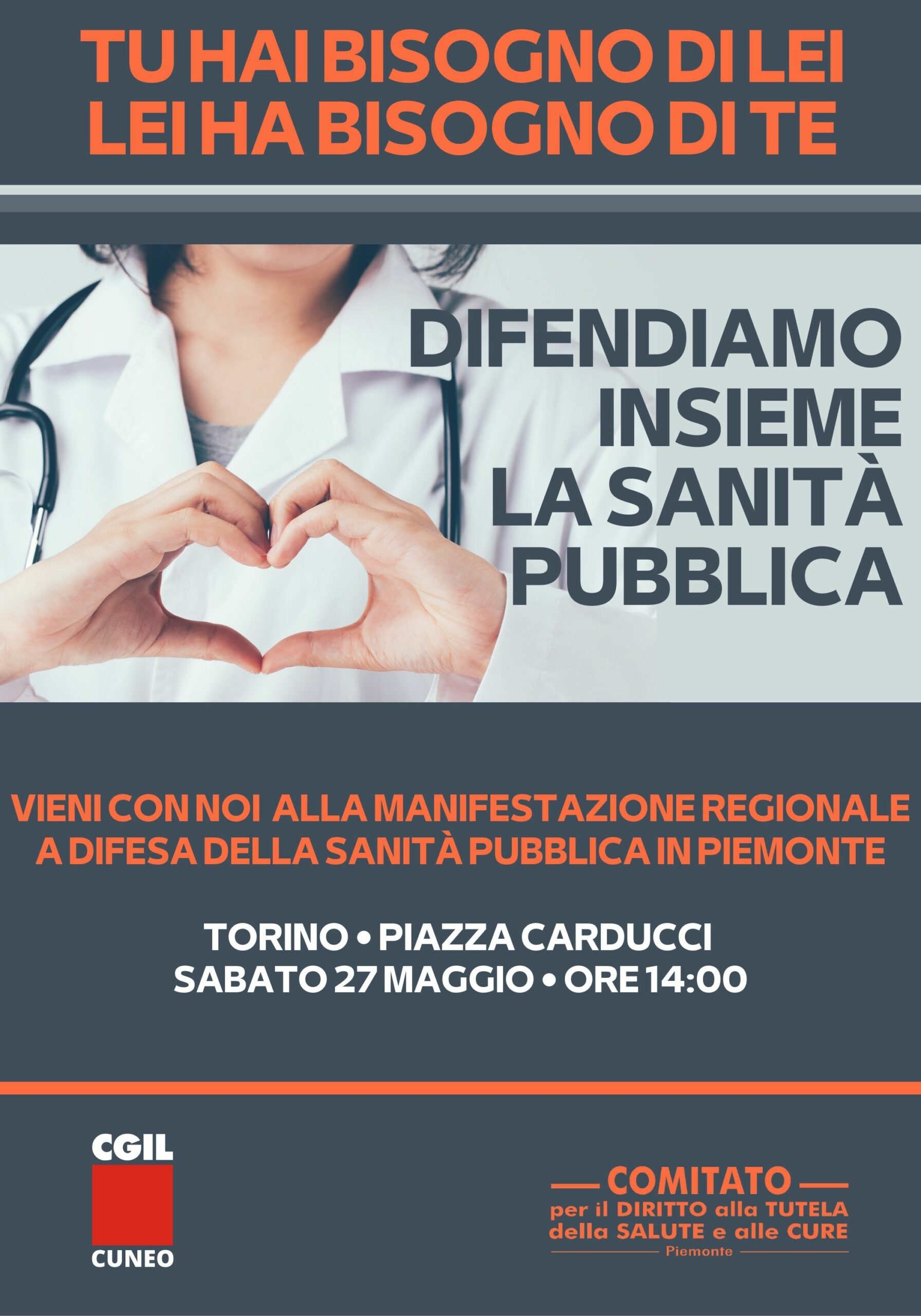 Locandina manifestazione per la sanità pubblica 27 maggio 2023