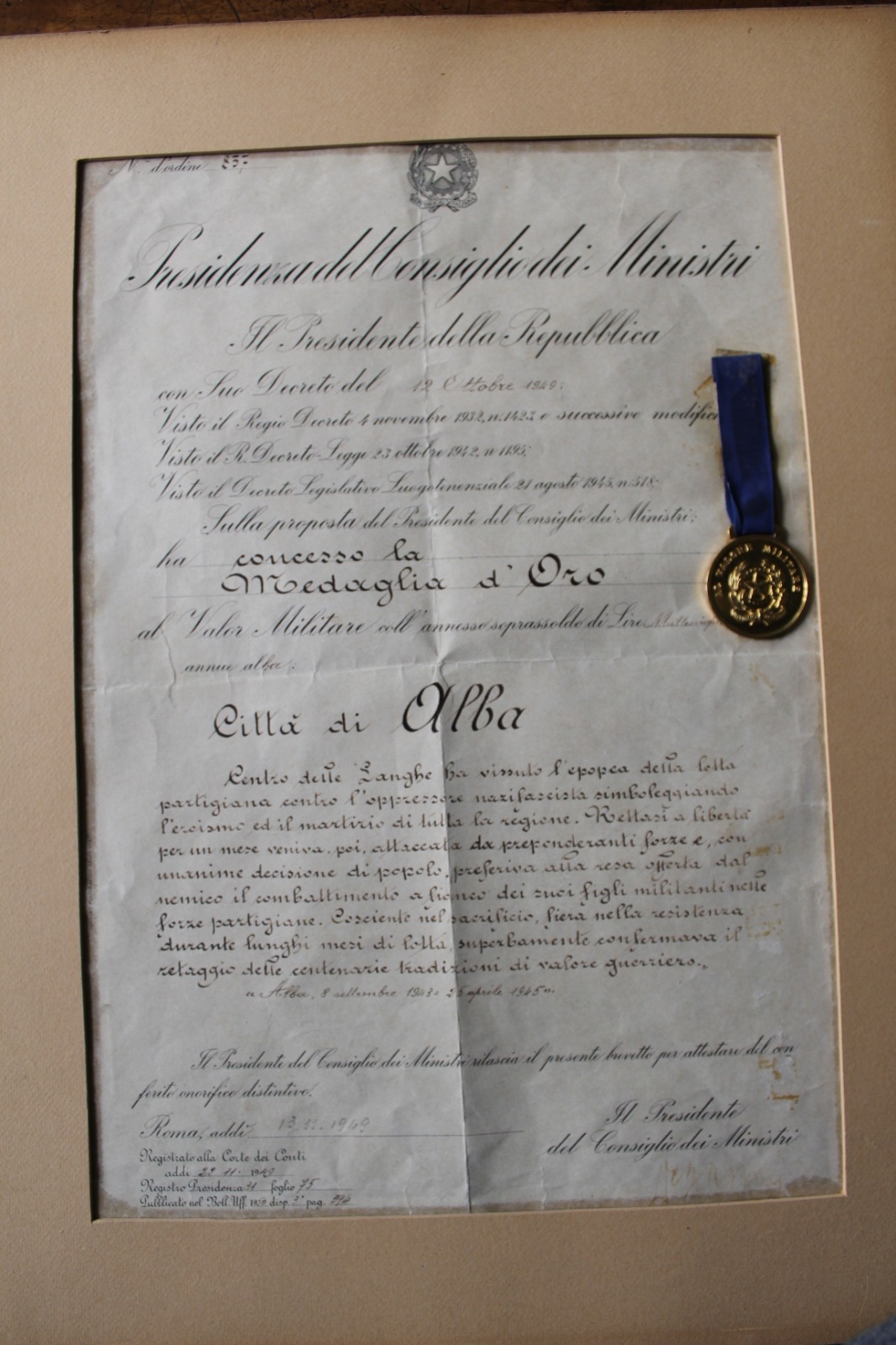 Medaglia d'Oro al Valor Militare della Città di Alba