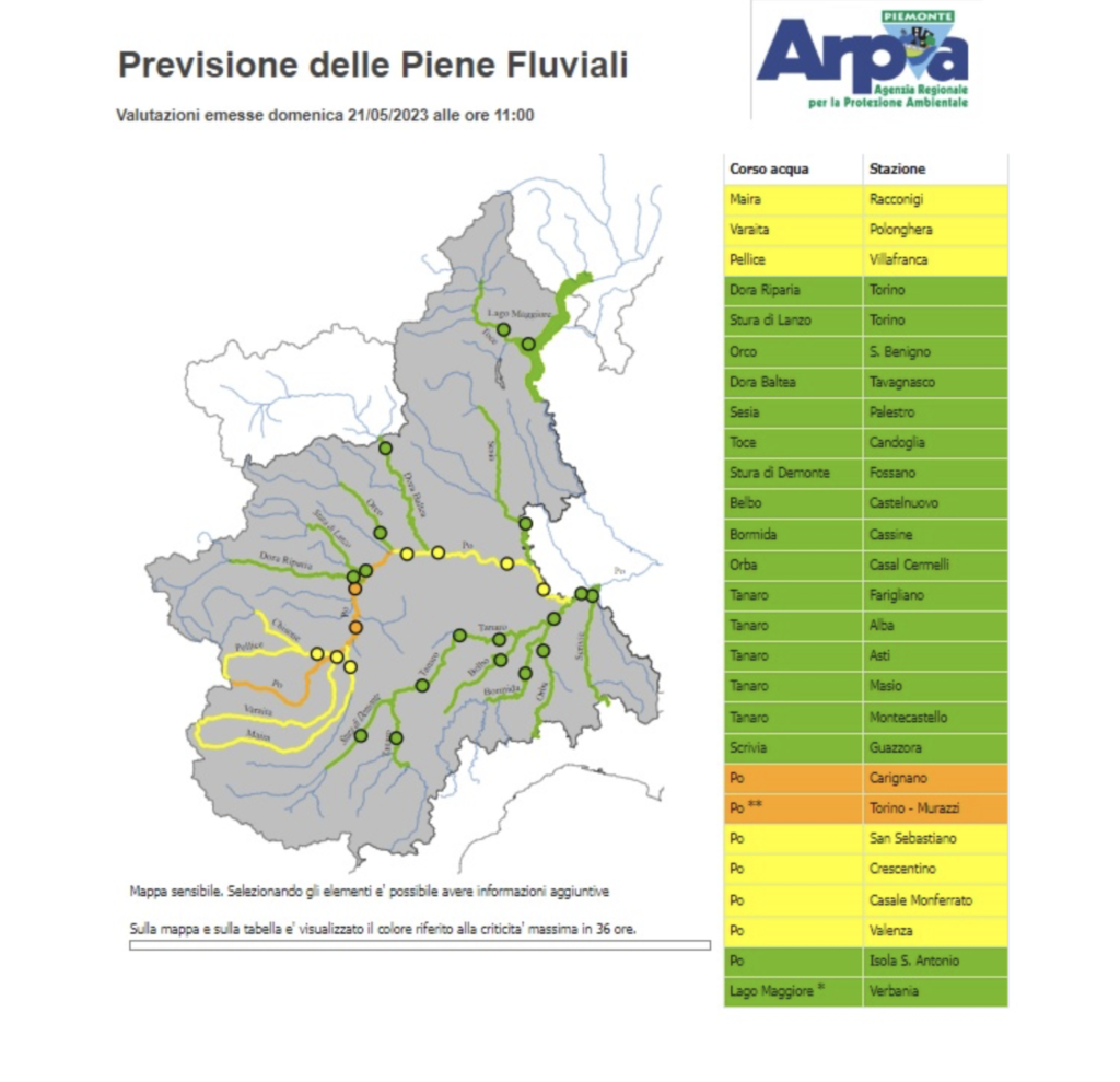 bollettino Arpa ore 14 del 21 maggio