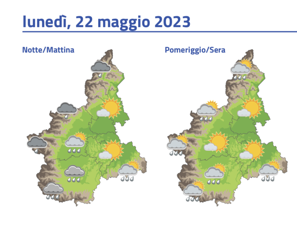 arpa previsioni lunedì 22