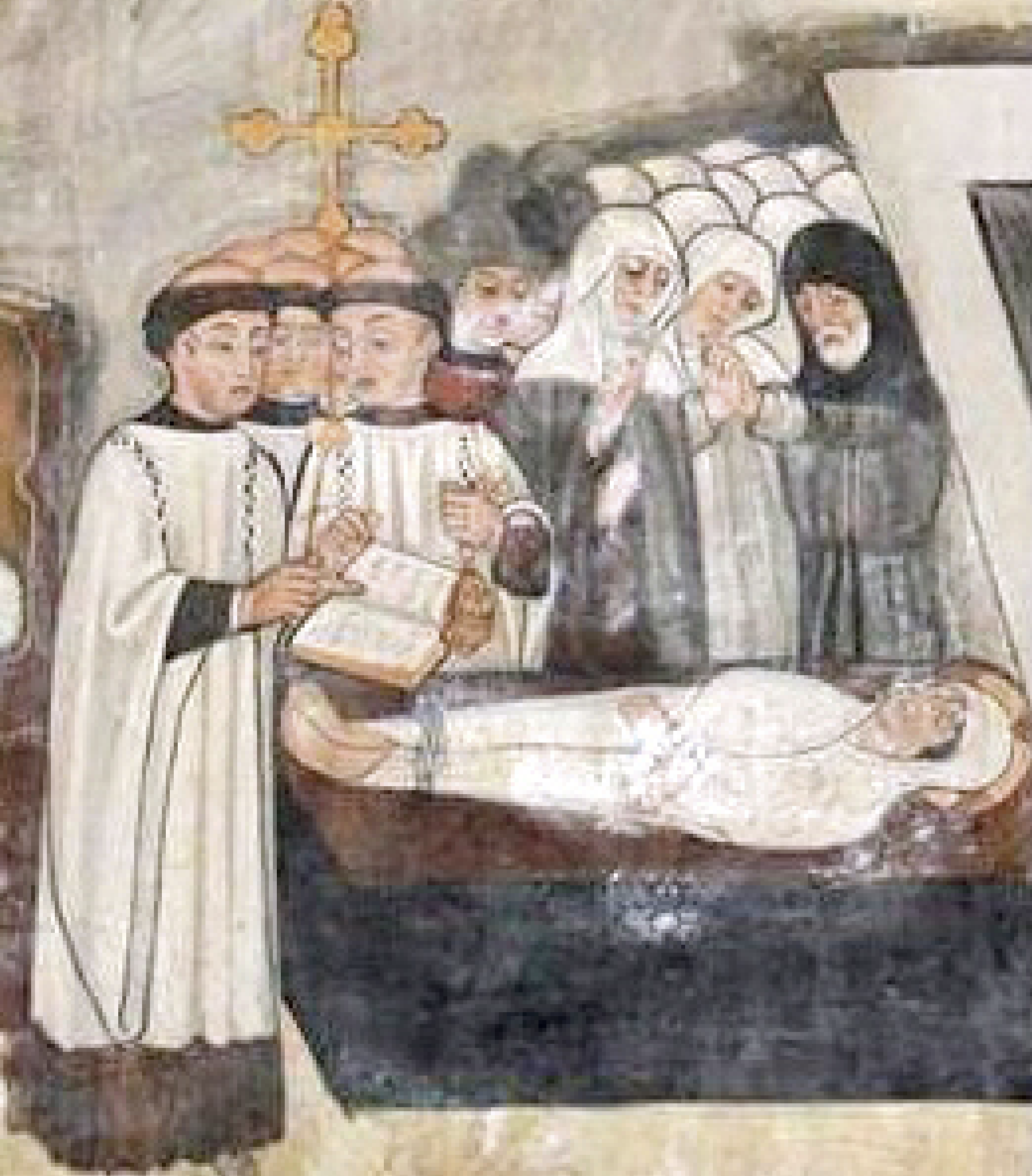 3 - Sepoltura; Affresco (particolare); Seconda metà XV secolo; Ignoto; Chiesa di San Fiorenzo; Bastia Mondovì.