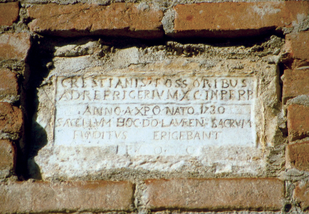 Caraglio, chiesa di S Lorenzo: epigrafe dei “fossori cristiani” (datata al VI-VII secolo)