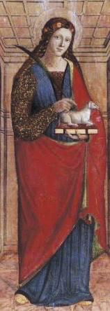1 - Sant’Agnese; Olio su tavola; Anonimo piemontese; Prima metà XVI secolo; Collezione privata; Roma.