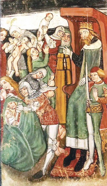 3 - Santi innocenti; Affresco; Giovanni Mazzucco; Seconda metà XV secolo; Santuario della Madonna del Brichetto; Morozzo.