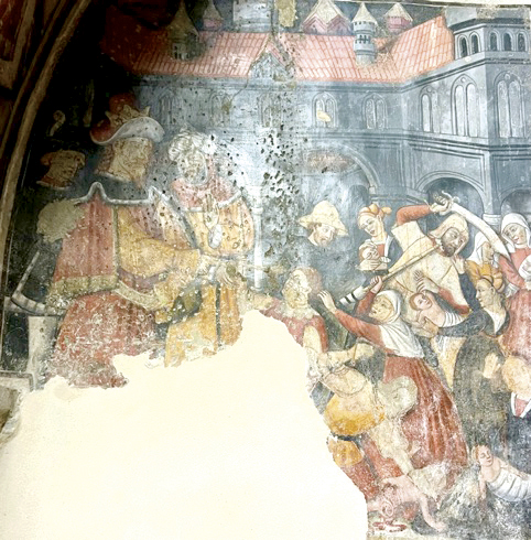 4 - Santi innocenti; Affresco (particolare); Tommaso e Matteo Biazaci; XV secolo; Parrocchiale dei santi Pietro e Paolo; Sampeyre