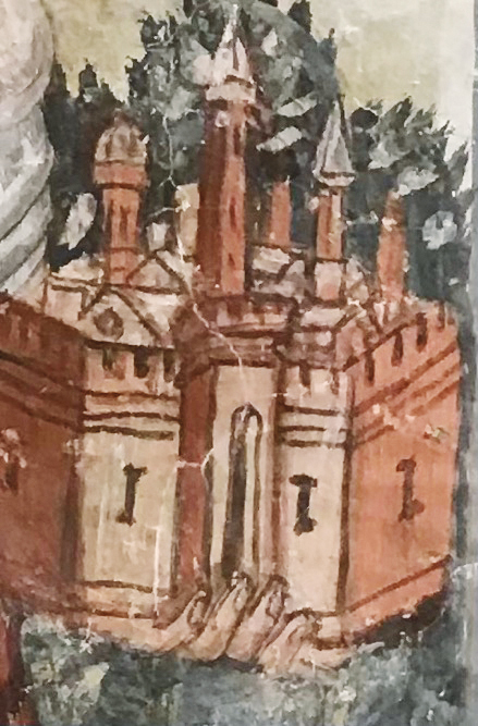 1 - San Secondo; Affresco (particolare); Anonimo; XIV secolo; Chiesa di San Giovanni; Sale San Giovanni.