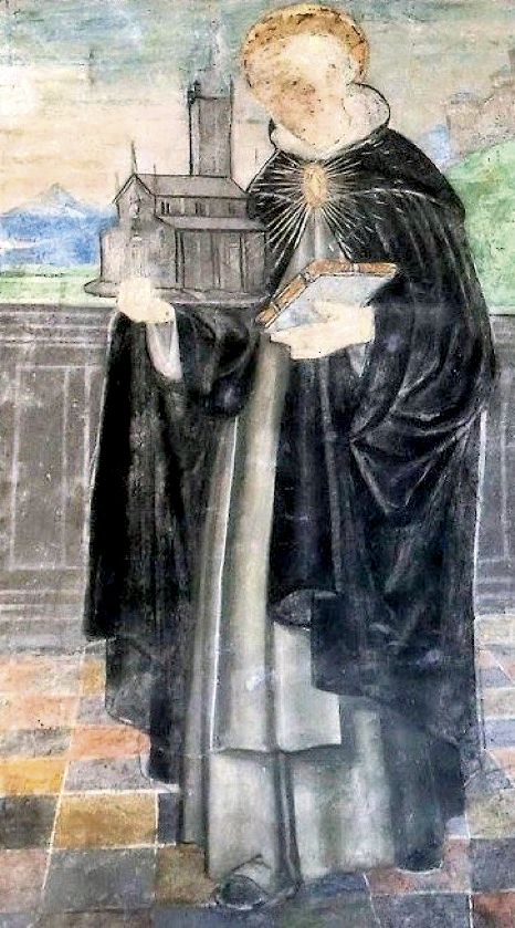 3 - San Tommaso d’Aquino; Affresco; Prima metà XVI secolo; Pittore ignoto; Chiesa di San Giovanni (Cappella Cavassa); Saluzzo.