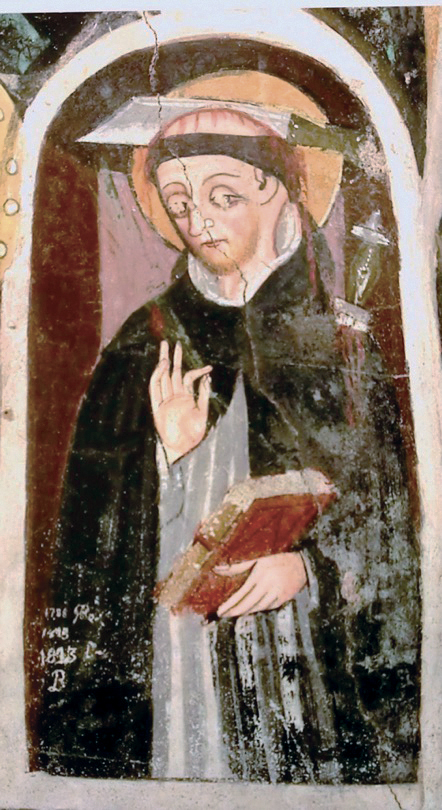 2 - San Pietro da Verona; Affresco; Anonimo; Metà XV secolo; Madonna della Neve; San Michele Mondovì.