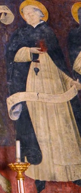 2 - San Vincenzo Ferrer; Affresco; Giovanni Baleison/Giovanni Canavesio; Seconda metà XV secolo; Chiesa di S. Sebastien; Saint-Etienne de Tinée.
