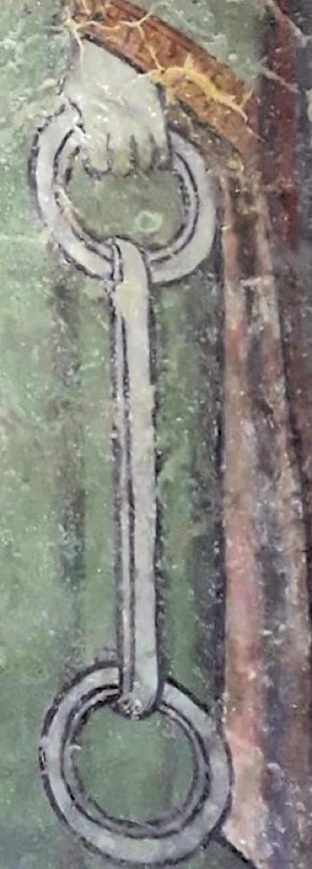 2 - San Leonardo di Noblac; Affresco (particolare); Anonimo; XIV secolo; Chiesa di Santa Maria della Valle; Valgrano.