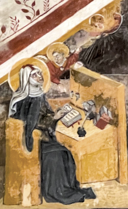 2 - Santa Brigida di Svezia; Affresco; XV secolo; Anonimo; Chiesa di San Nicolò; Bardineto (SV).