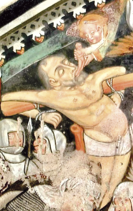 3 - San Disma; Affresco (particolare); Anonimo; Inizi XV secolo; Cappella di Madonna della neve; San Michele Mondovì.