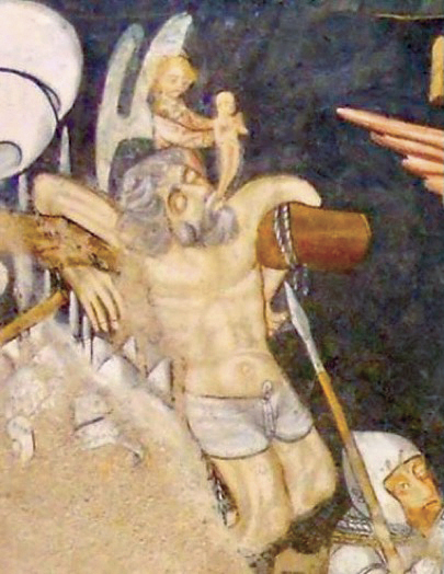 4 - San Disma; Affresco (particolare); Anonimo; Seconda metà XV secolo; Chiesa di San Fiorenzo; Bastia Mondovì.