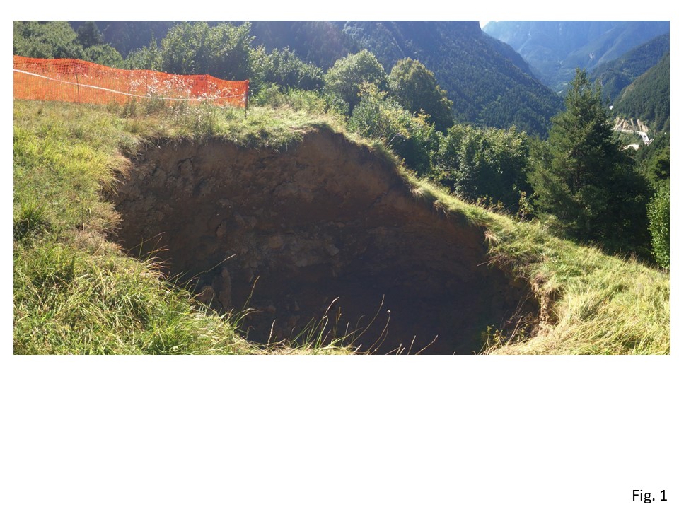 1 Il sink hole sulla verticale della galleria di Tenda