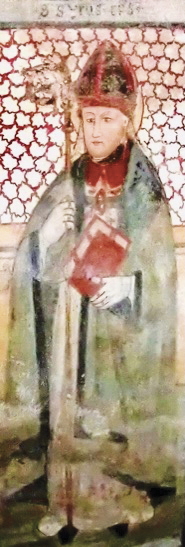 1 - San Siro; Affresco; Anonimo; Seconda metà XV secolo; Cappella di San Sebastiano; Sale San Giovanni;.