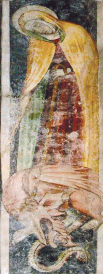 1 - Santa Marta e la Tarasca; Affresco; Giacomo Jaquerio (?); Inizi XV secolo; Precettoria di Sant’Antonio di Ranverso; Buttigliera Alta (TO).