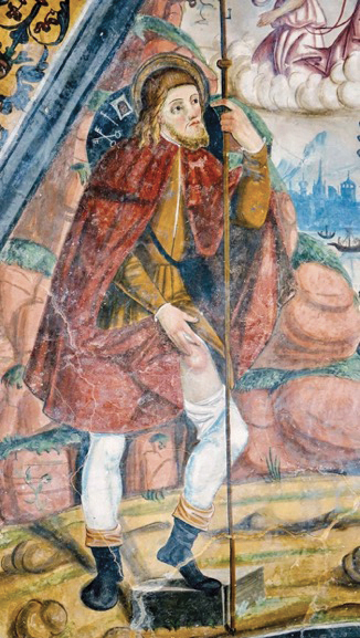 4 - San Rocco; Affresco; Prima metà XVI secolo; Attribuito Pascale Oddone; Cappella di San Rocco; Brossasco