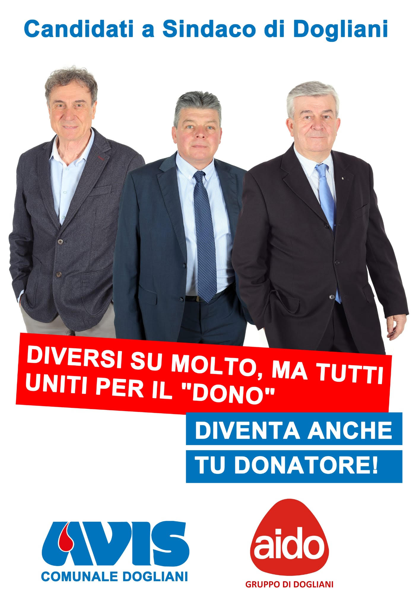 Dogliani - Manifesto Avis Aido con i tre candidati sindaco