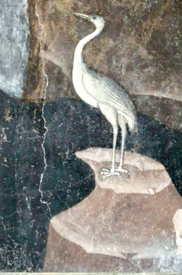 2 - Airone sulle sponde del Giordano; Affresco (particolare); Rufino di Alessandria; Prima metà XV secolo; Antica parrocchiale di Santa Caterina; Villanova Mondovì.