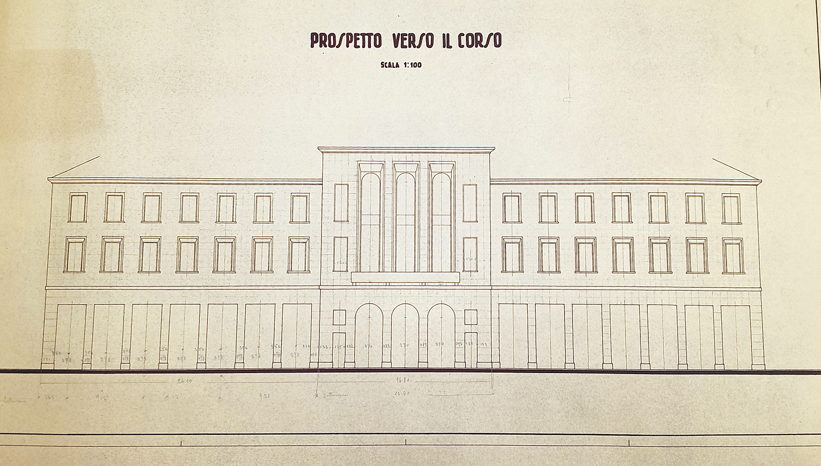 Cuneo - Progetto del Liceo - Prospetto verso il corso