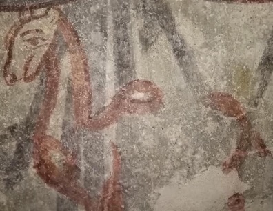 Dromedario; Affresco (particolare); Anonimo; Seconda metà XV secolo; Cappella di San Maurizio; Roccaforte Mondovì.