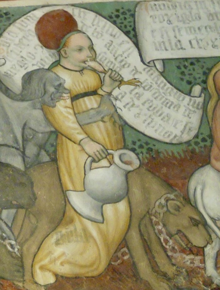 2 - Lupo (nella cavalcata dei vizi); Affresco (Particolare); Prima metà del XV secolo; Dux Aimo; Santa Maria della Missione; Villafranca Piemonte.