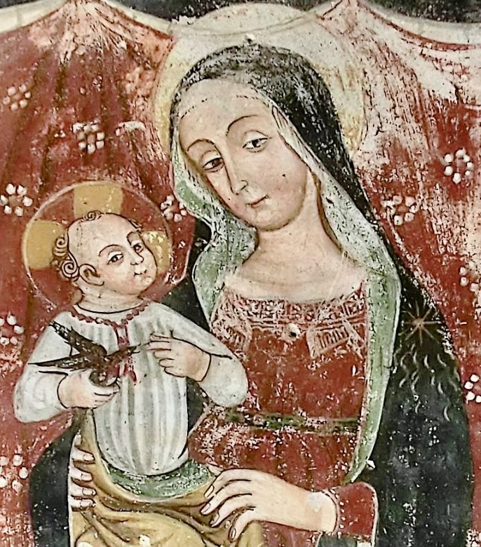 2 - Rondine; Affresco (Particolare); Giovanni Mazzucco; Seconda metà XV secolo; Chiesa di Santa Maria; Piozzo.