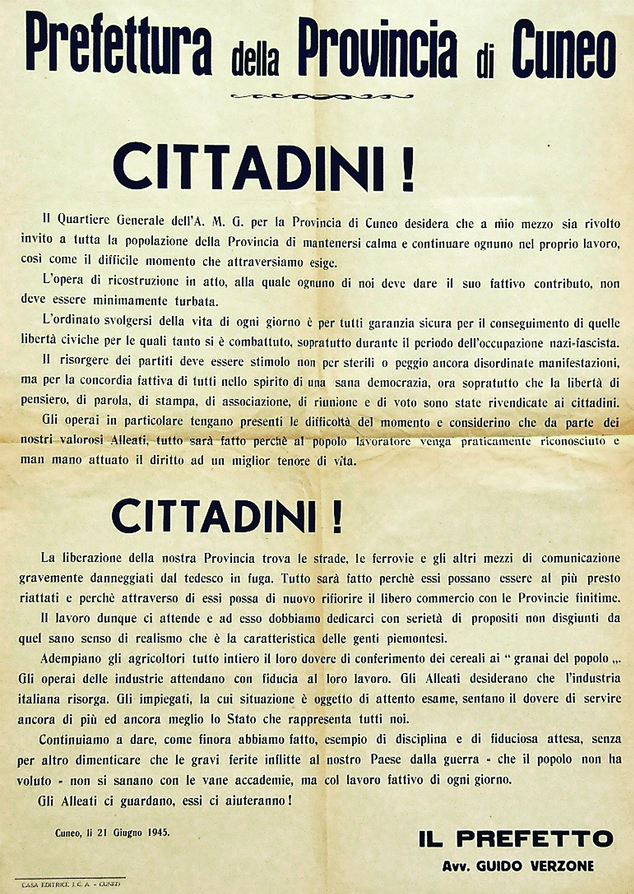 manifesti cuneo 1945