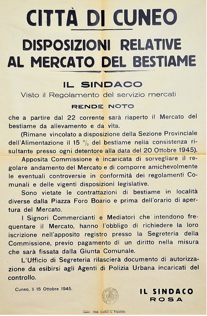 disposizioni relative al mercato del bestiame rubrica sui muri