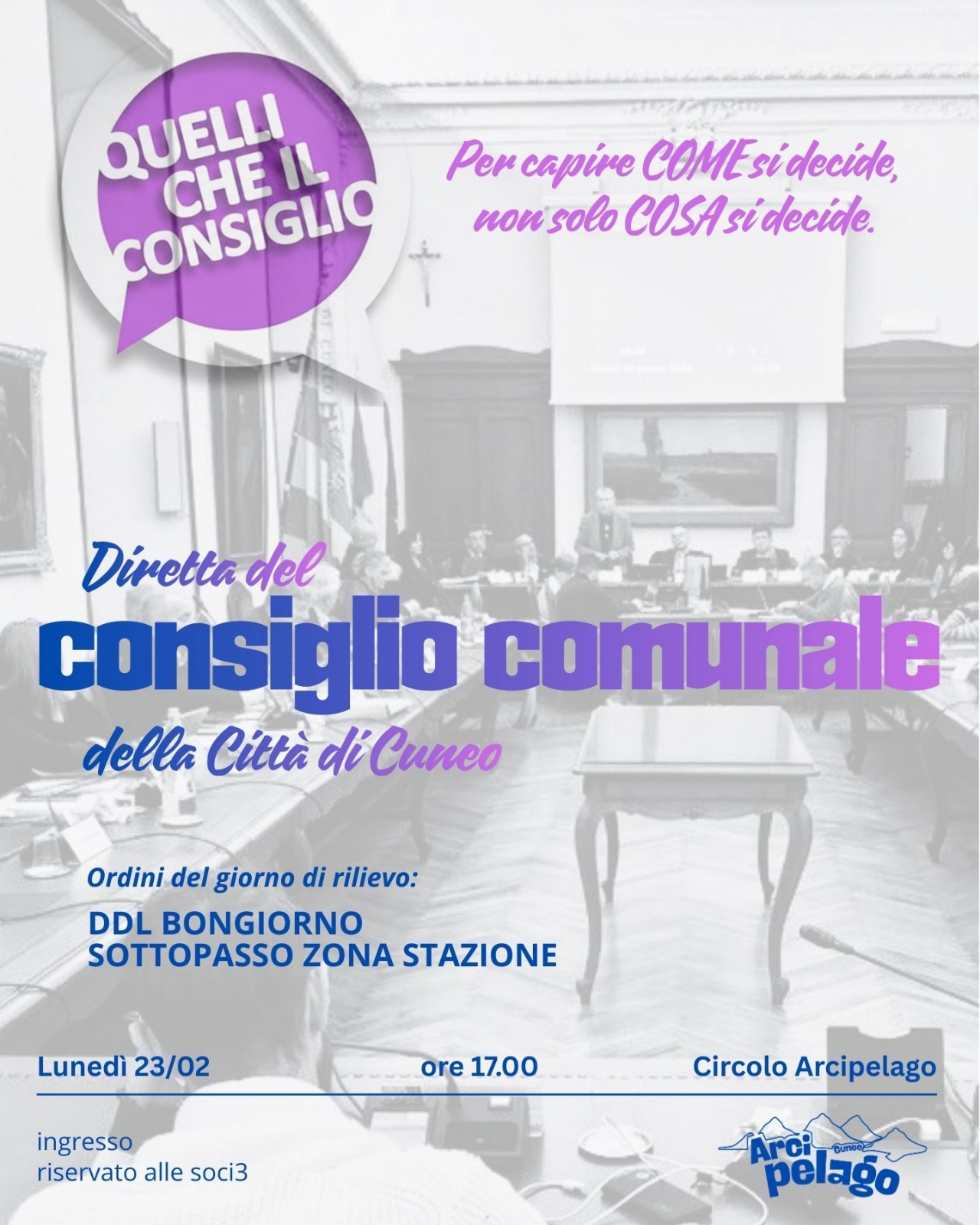 Consiglio comunale ad arcipelago