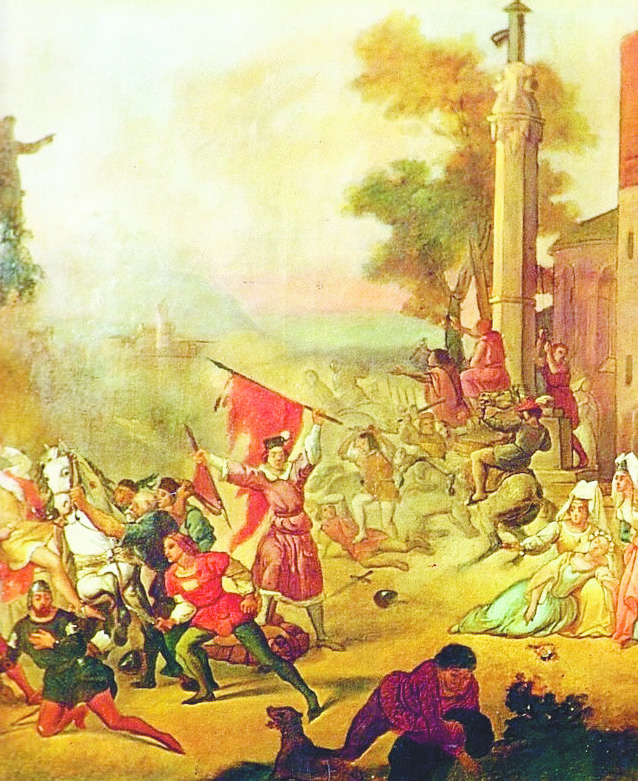 La rivolta dei Caragliesi, dipinta da Gaetano Borgocaratti nel 1849