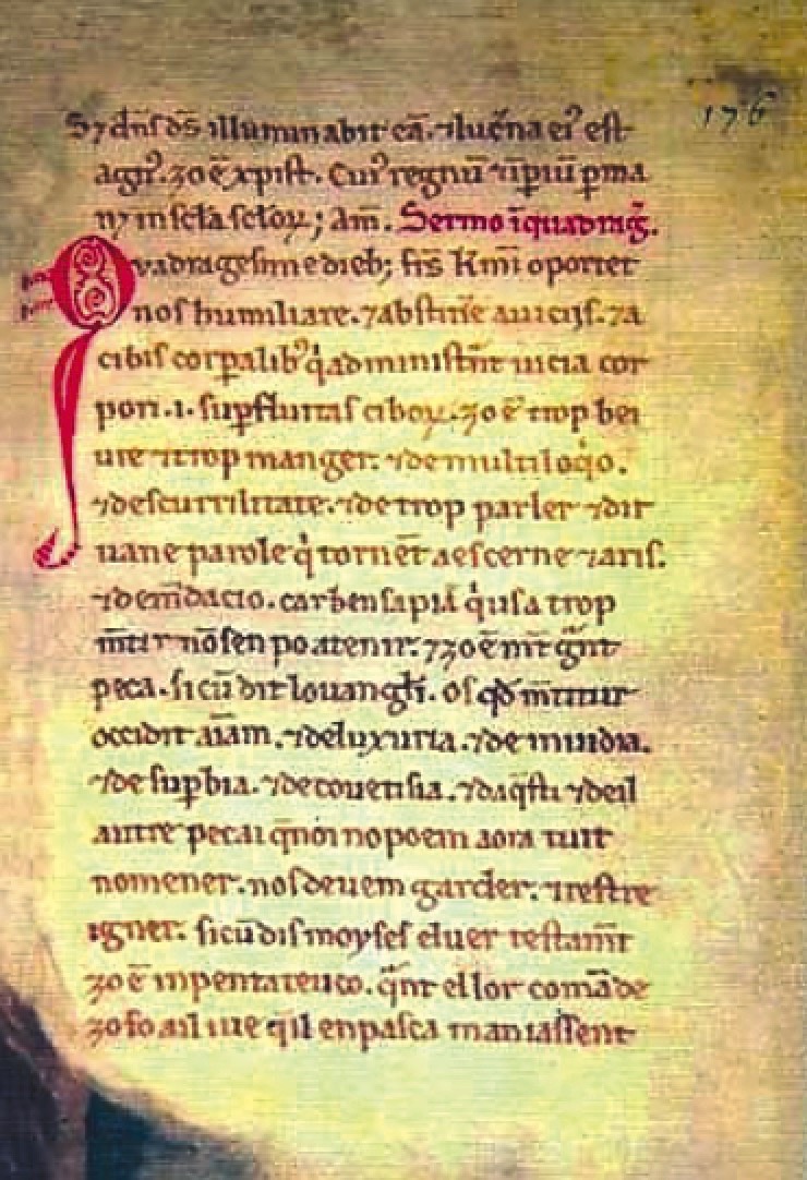 Una pagina del Codice dei Sermoni Subalpini